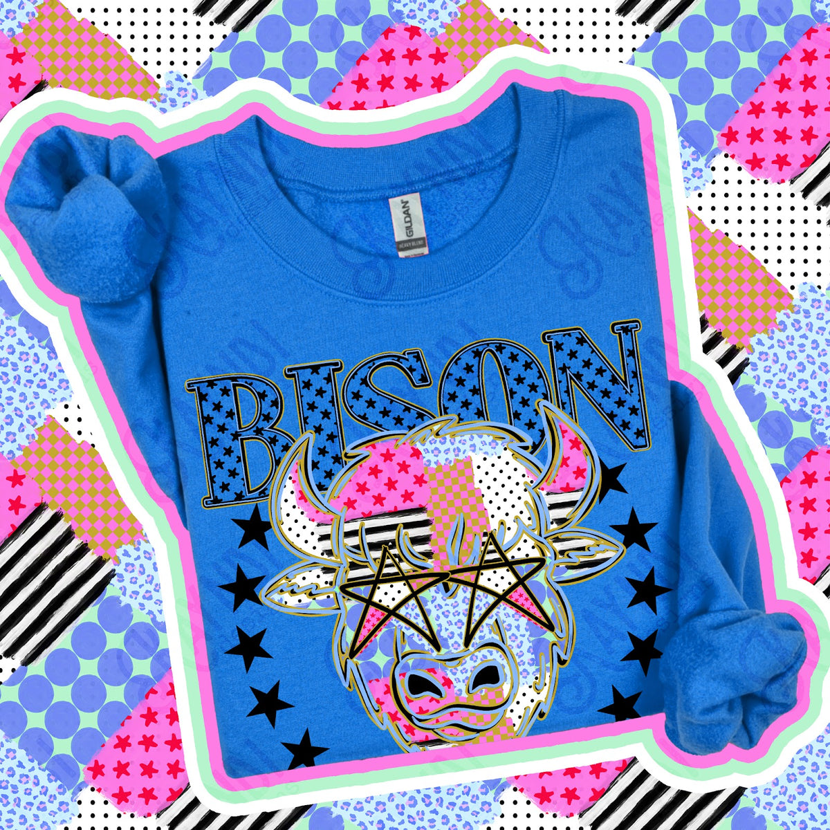 Patchwork Varisty Stars Bison 2 Top