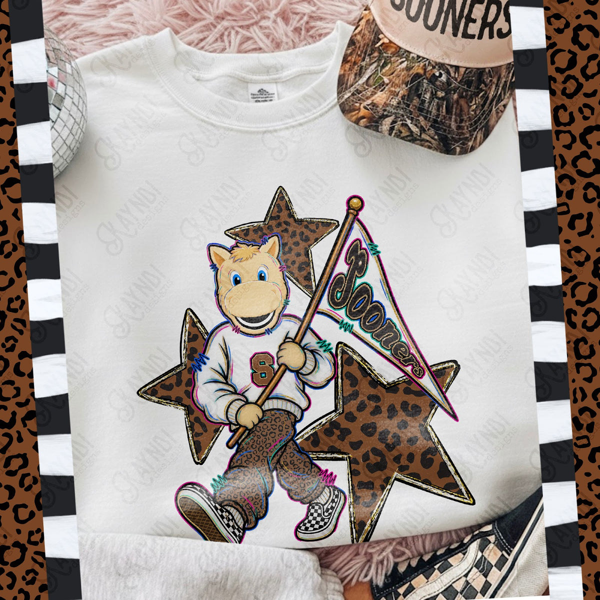 Leopard Sweats Sooners Top