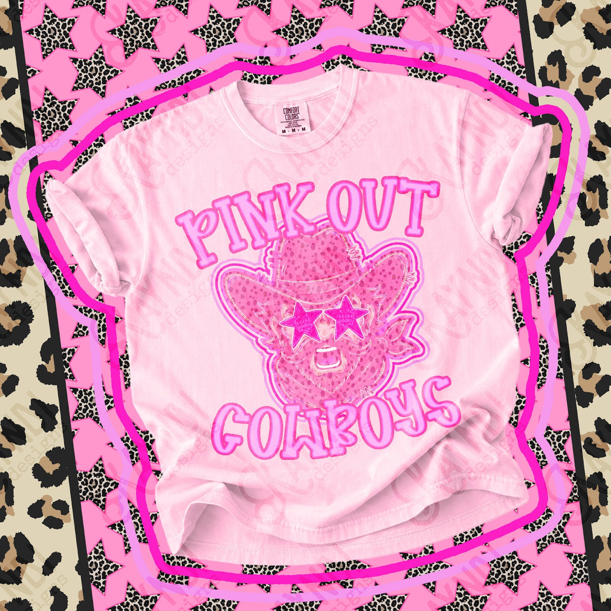 Pink Out Cowboys Top design mockup