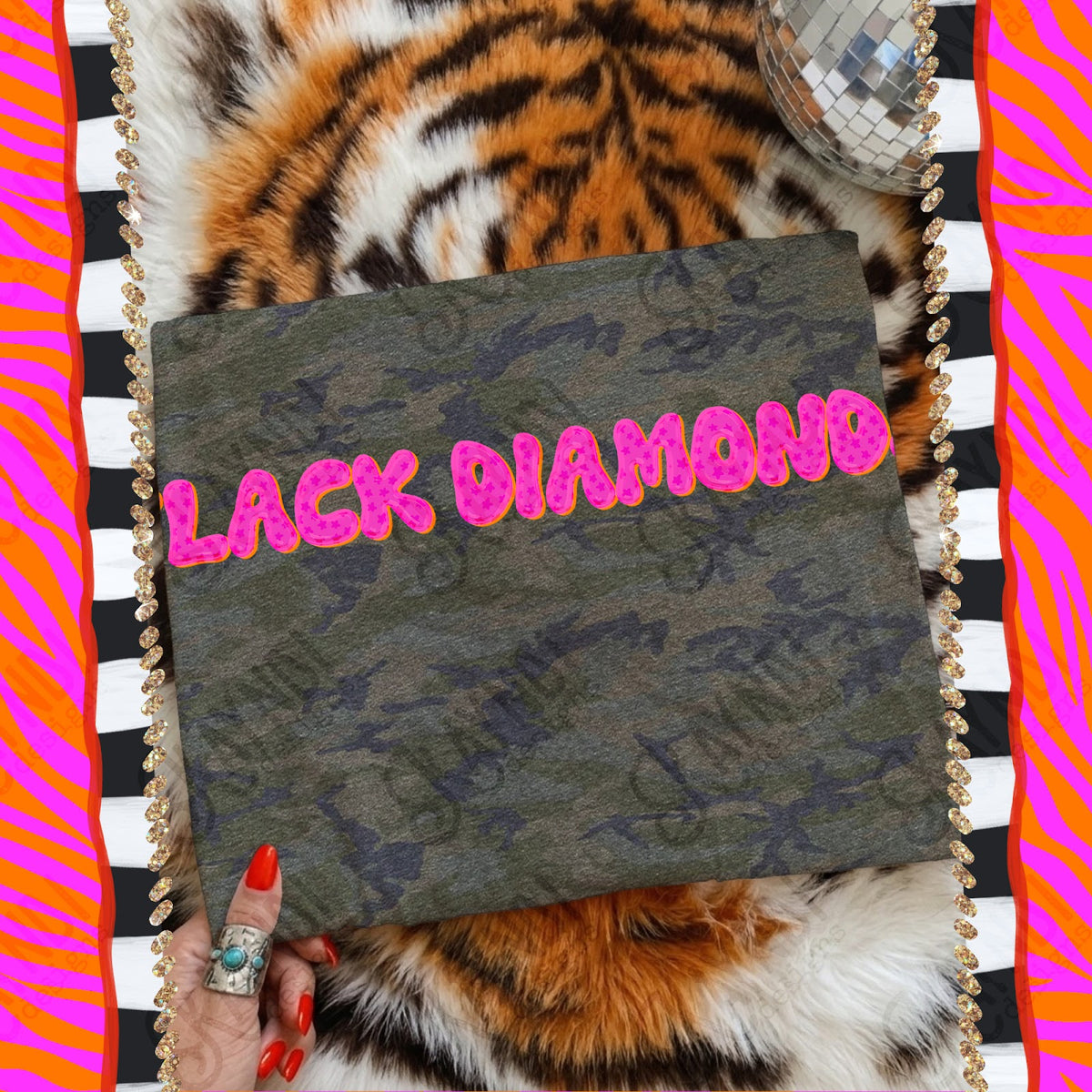 Bubble Stars Black Diamonds Top