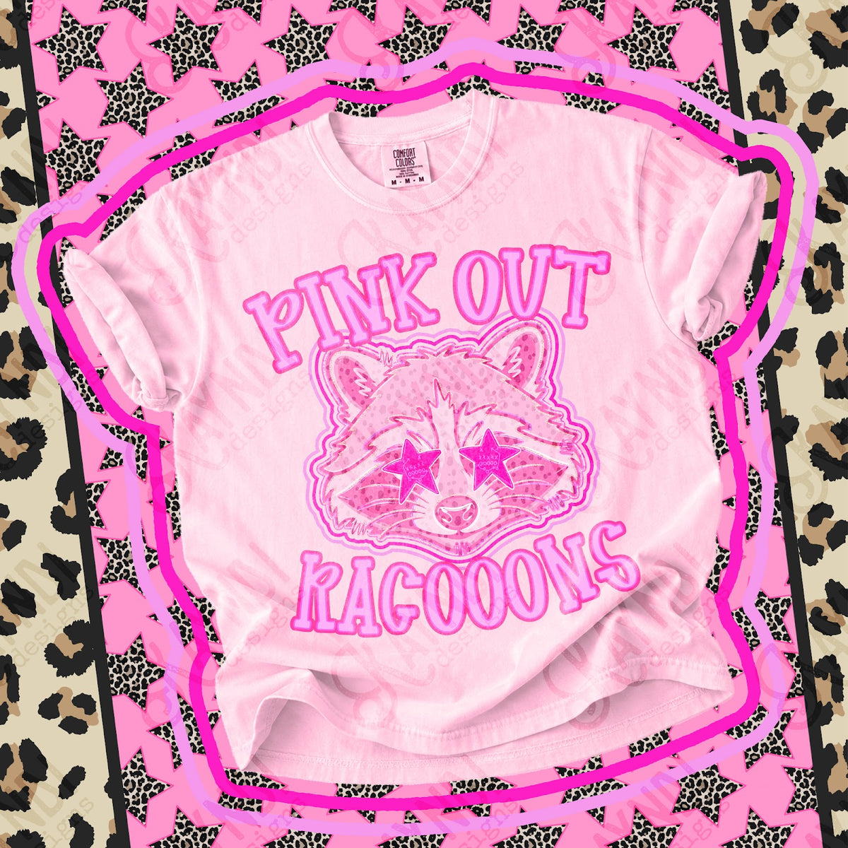 Pink Out Racooons Top design mockup