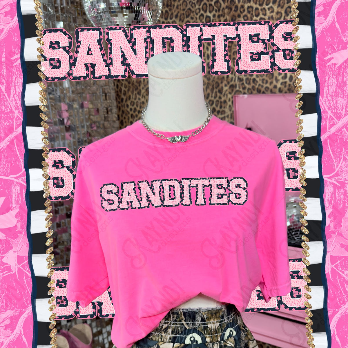 Varsity Stars Sandites TropCowg CC Neon Pink Top