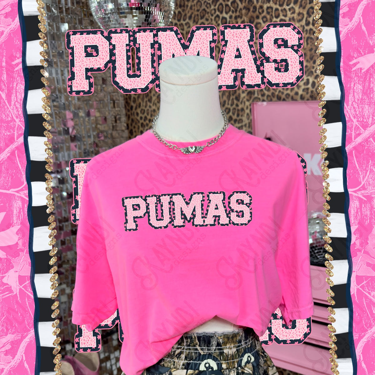 Varsity Stars Pumas TropCowg CC Neon Pink Top