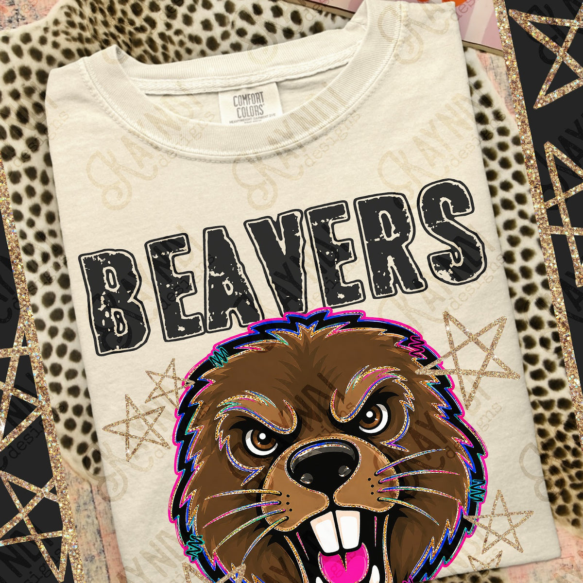 Grunge Varsity Beavers Top