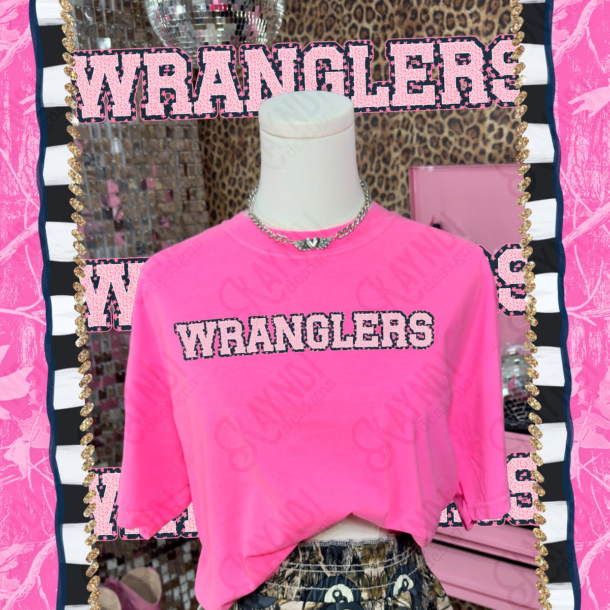 Varsity Stars Wranglers TropCowg CC Neon Pink Top