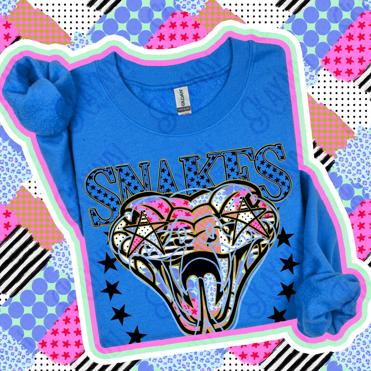 Patchwork Varisty Stars Snakes Top