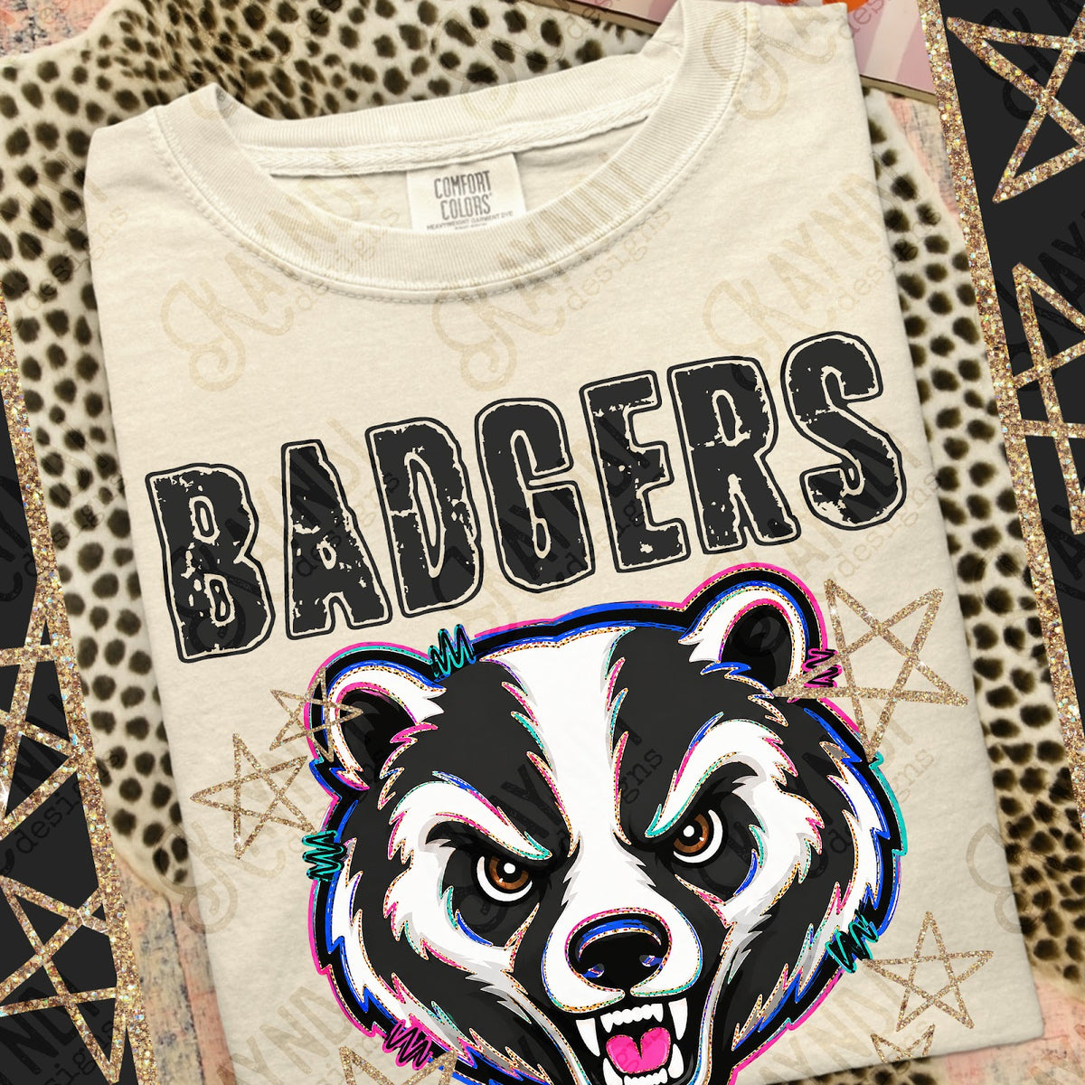 Grunge Varsity Badgers Top