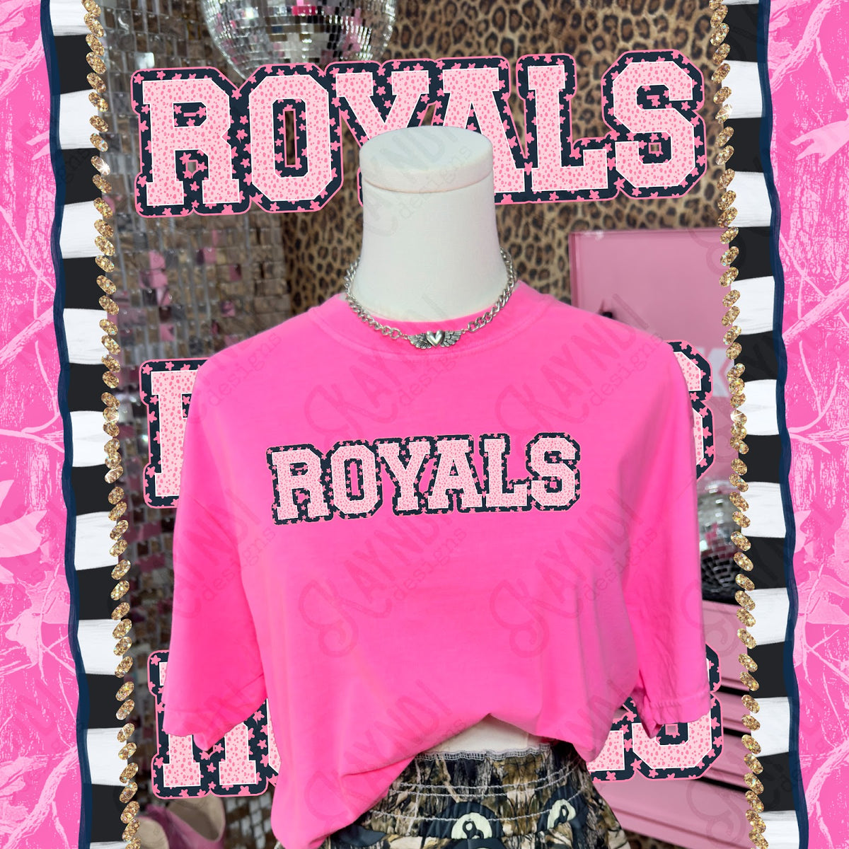 Varsity Stars Royals TropCowg CC Neon Pink Top