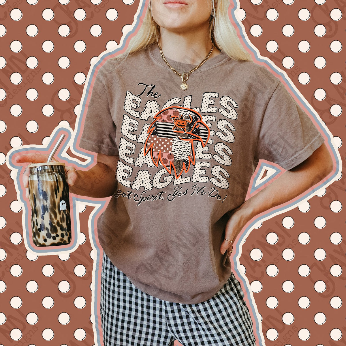 Patchwork Pumpkin Spirit Eagles Top