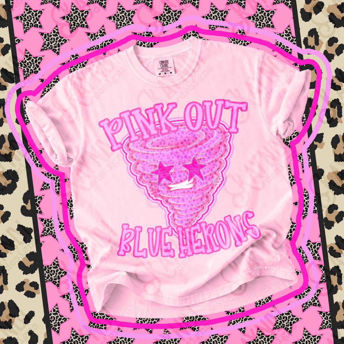Pink Out Blue Herons Top design mockup