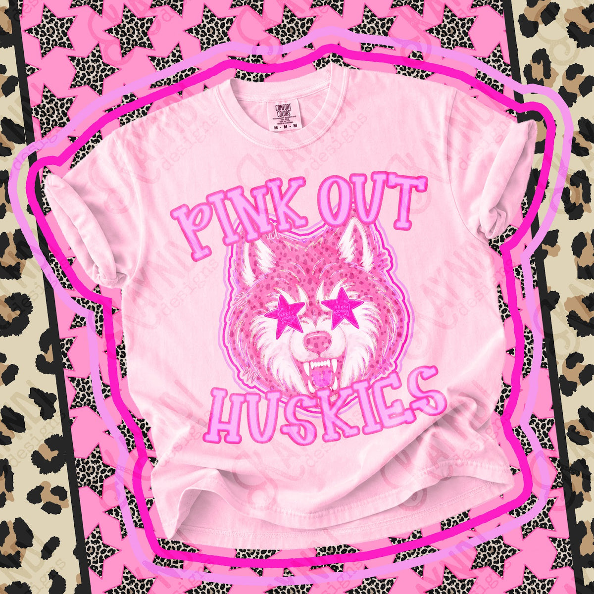 Pink Out Huskies 2 Top design mockup