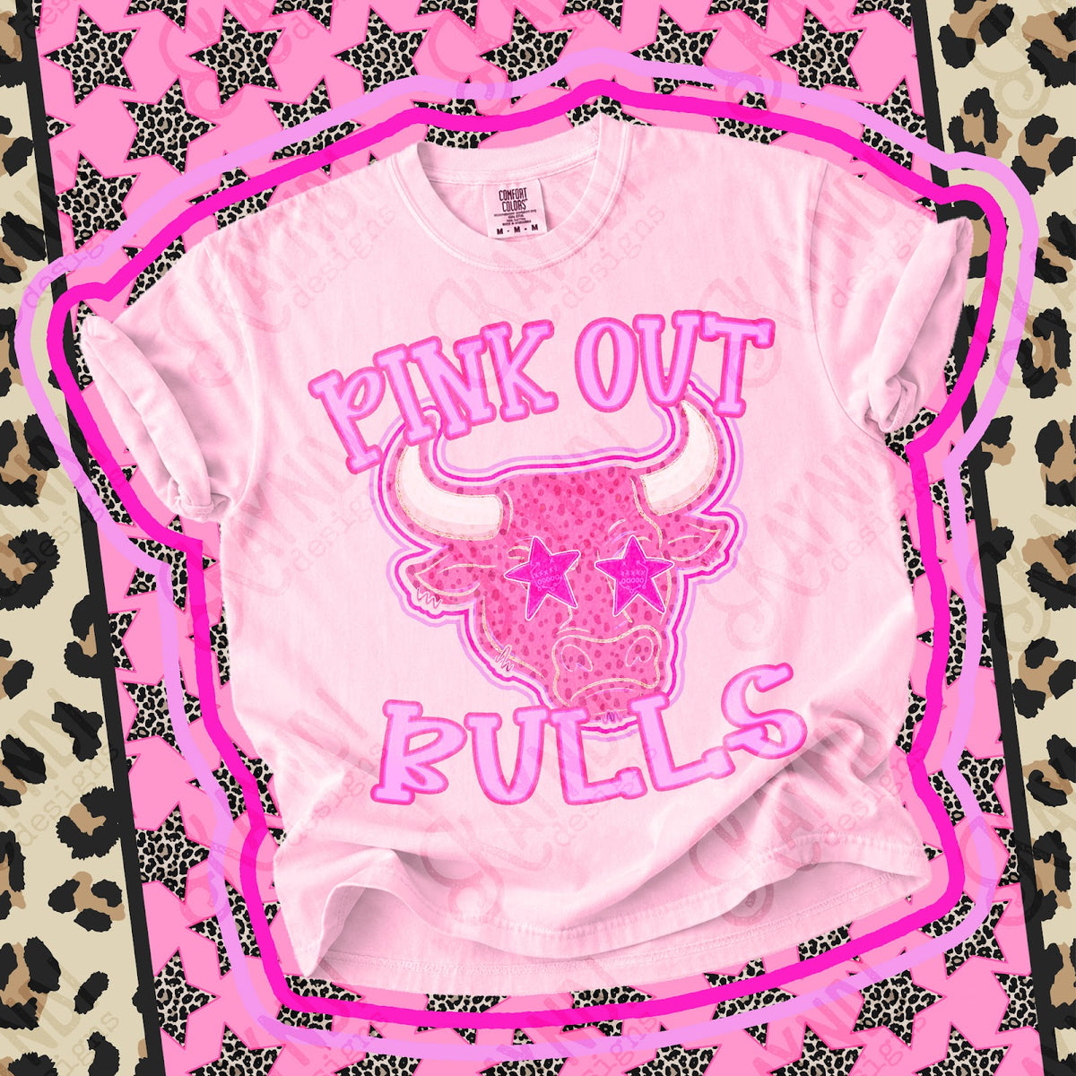 Pink Out Bulls 3 Top design mockup
