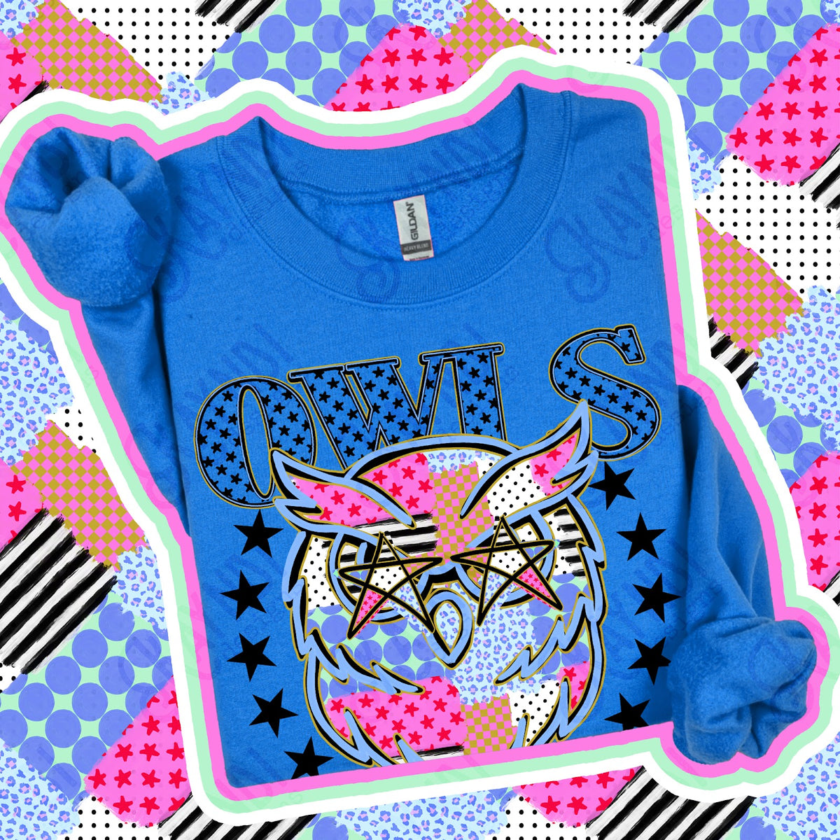 Patchwork Varisty Stars Owls Top