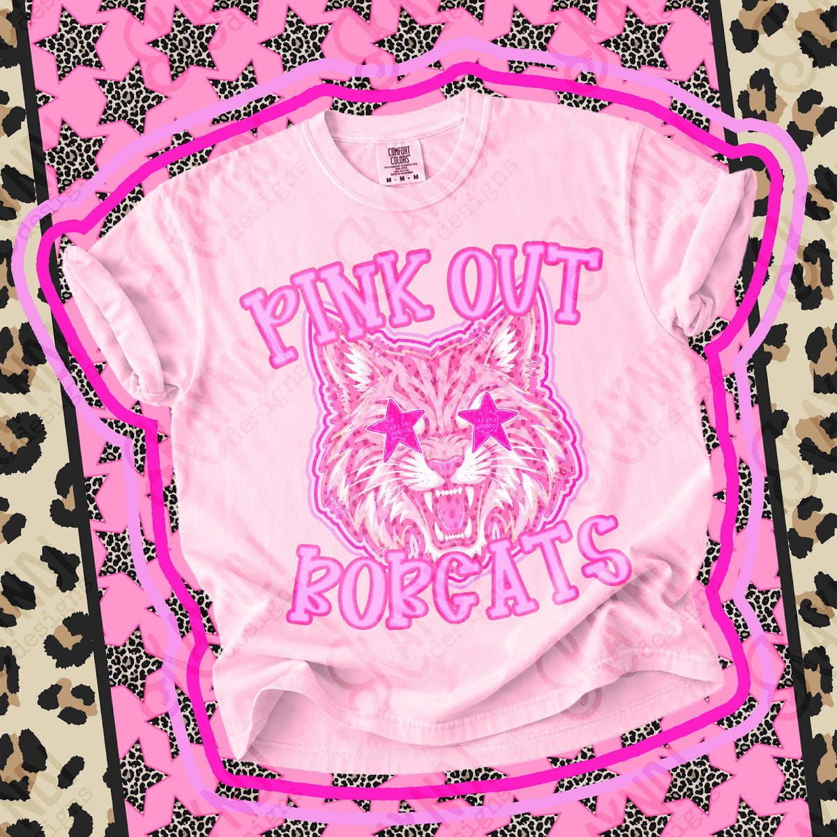 Pink Out Bobcats 2 Top design mockup
