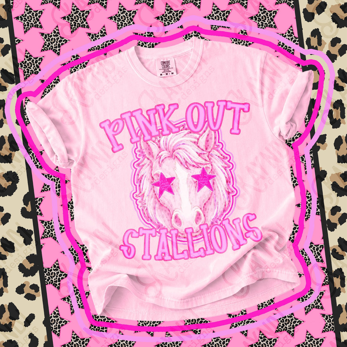 Pink Out Stallions 2 Top design mockup