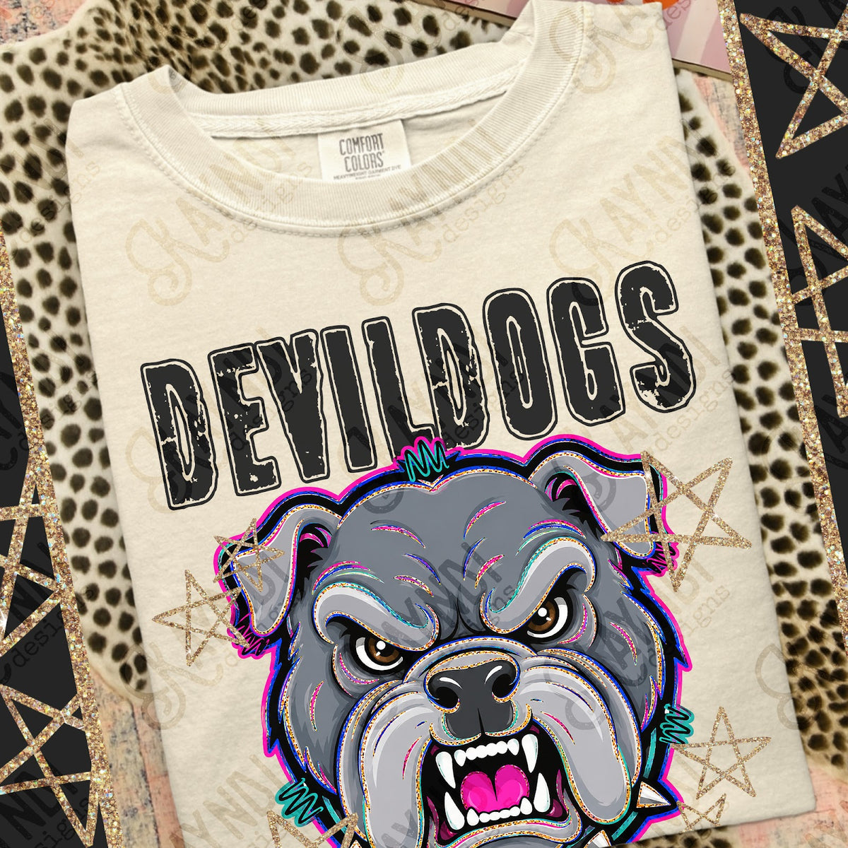 Grunge Varsity Devil Dogs 6 Top