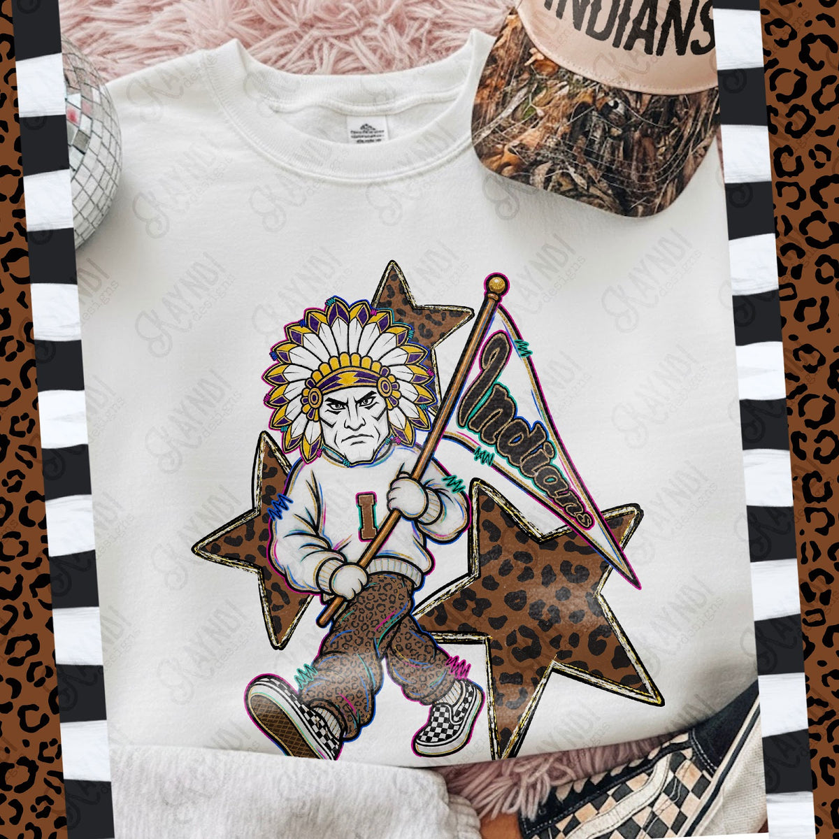 Leopard Sweats Indians 5 Top