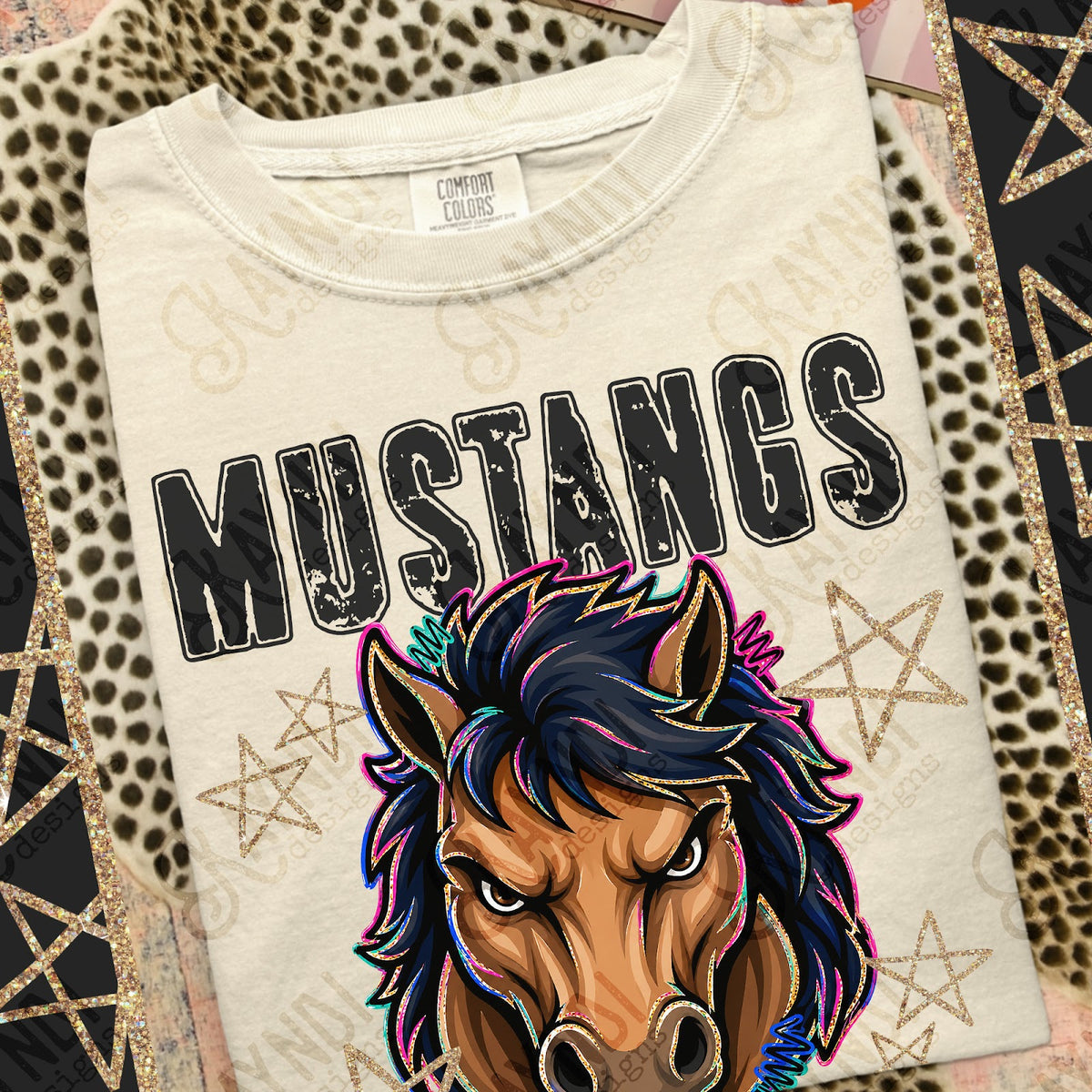 Grunge Varsity Mustangs 6 Top