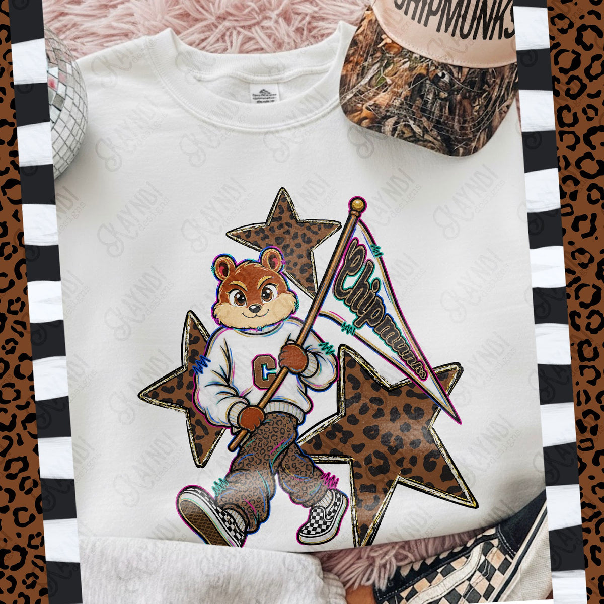 Leopard Sweats Chipmunks Top