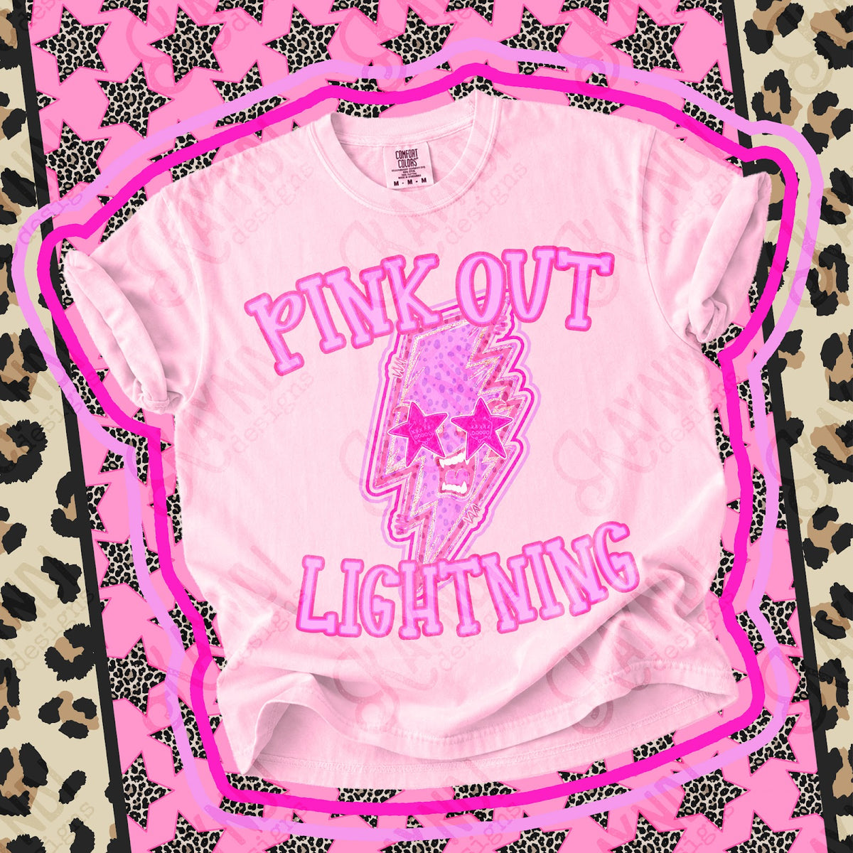 Pink Out Lightning 3 Top design mockup