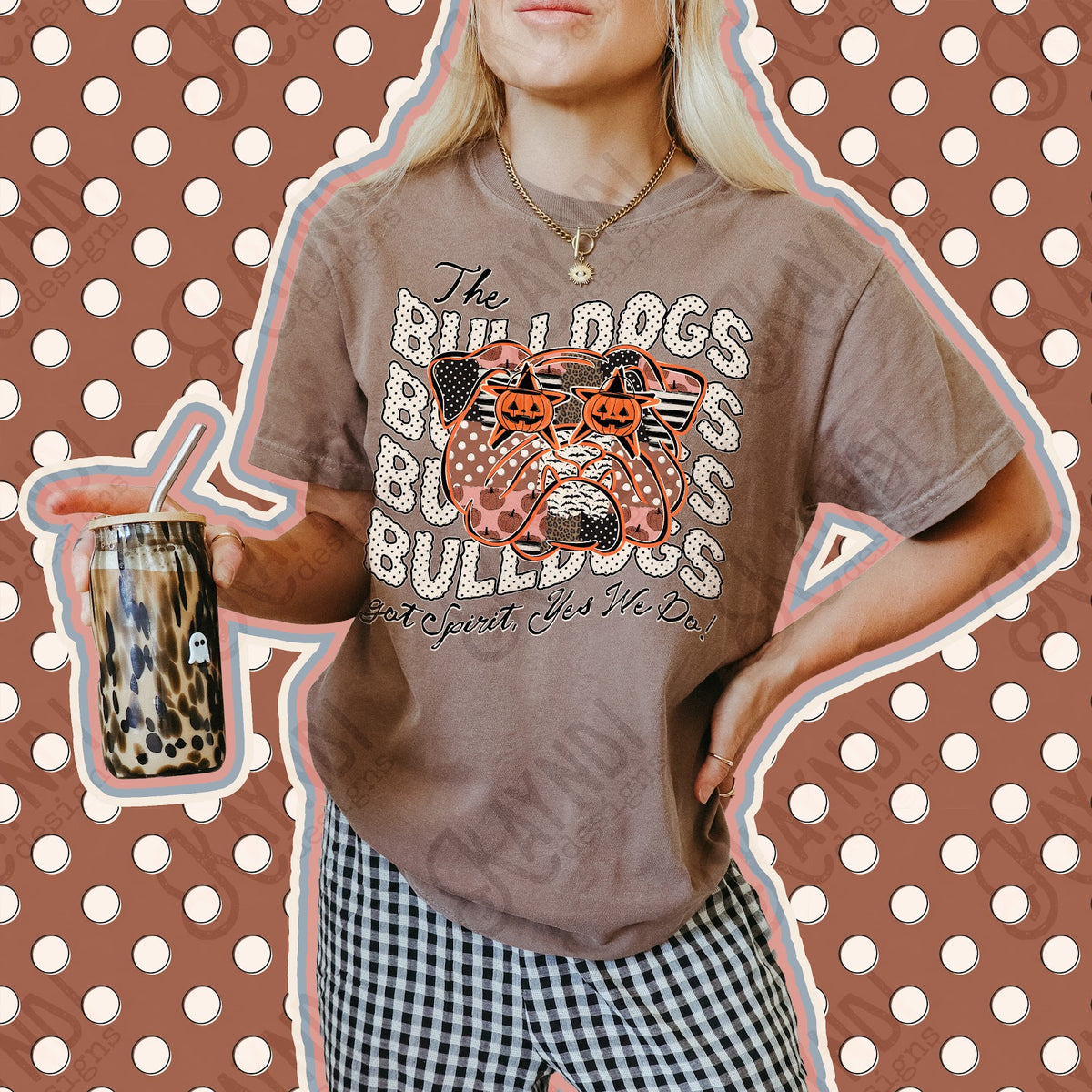 Patchwork Pumpkin Spirit Bulldogs 2 Top