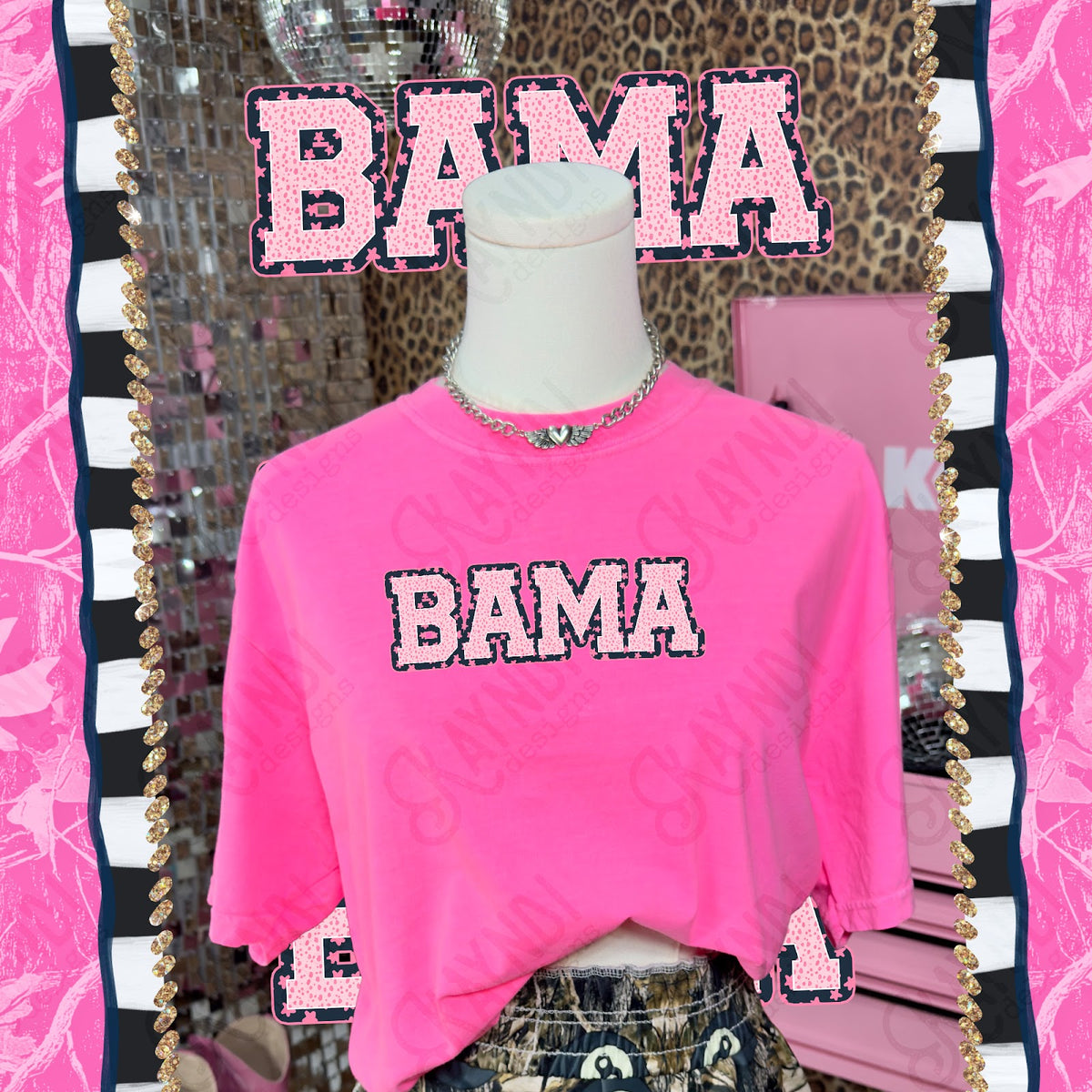 Varsity Stars Bama TropCowg CC Neon Pink Top
