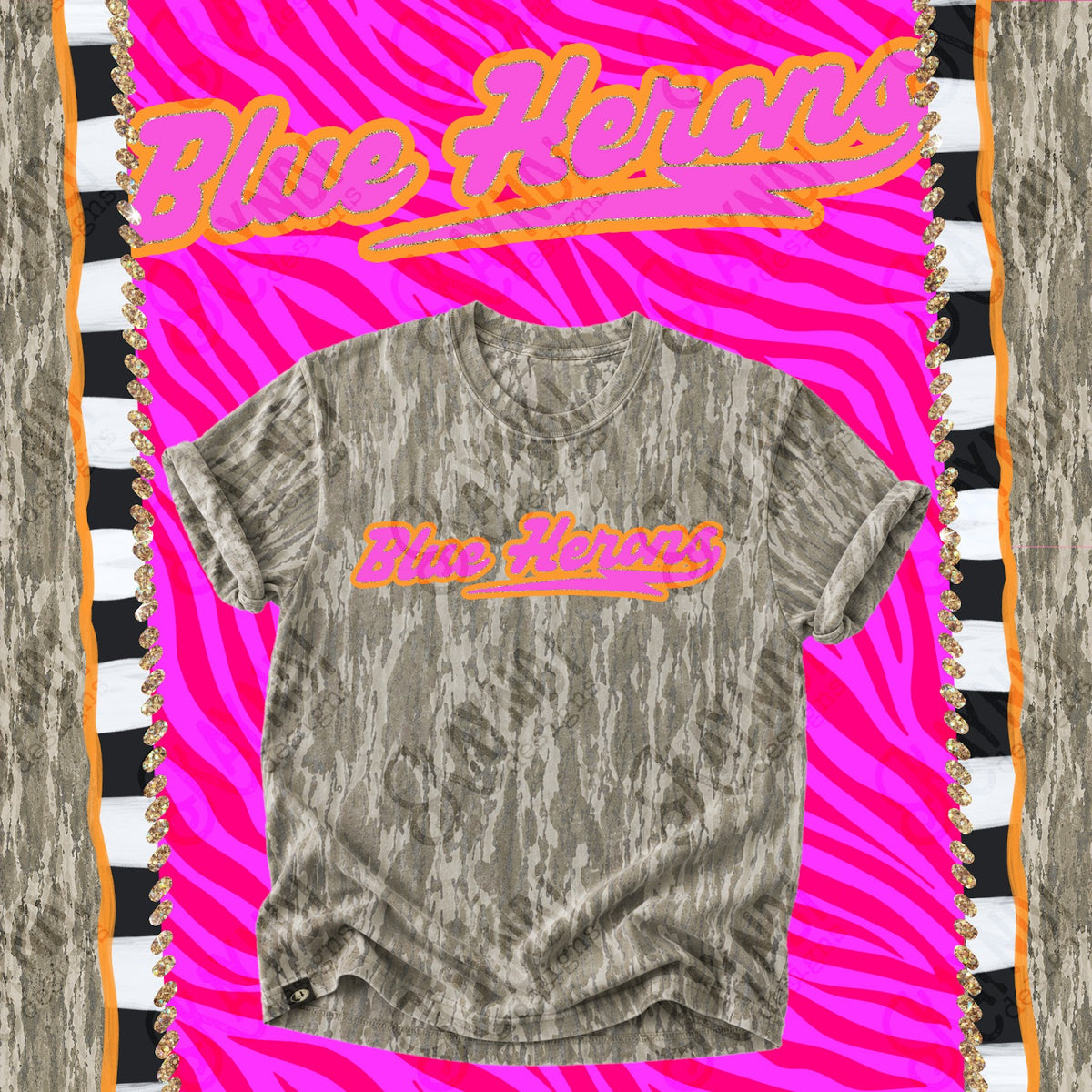 Prism Script Blue Herons Top