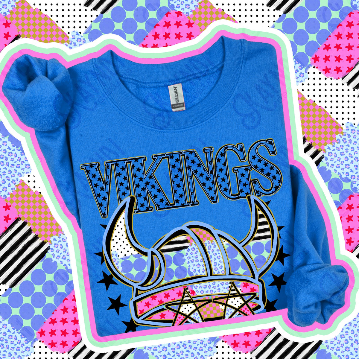 Patchwork Varisty Stars Vikings 2 Top