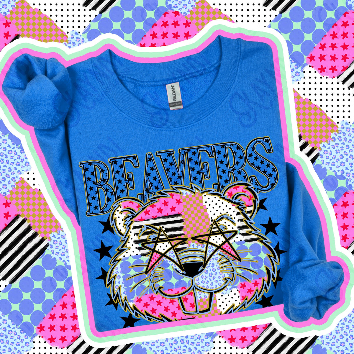 Patchwork Varisty Stars Beavers Top
