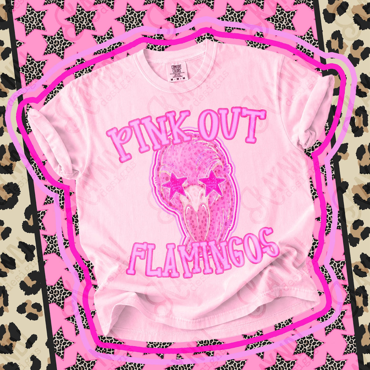 Pink Out Flamingos Top design mockup