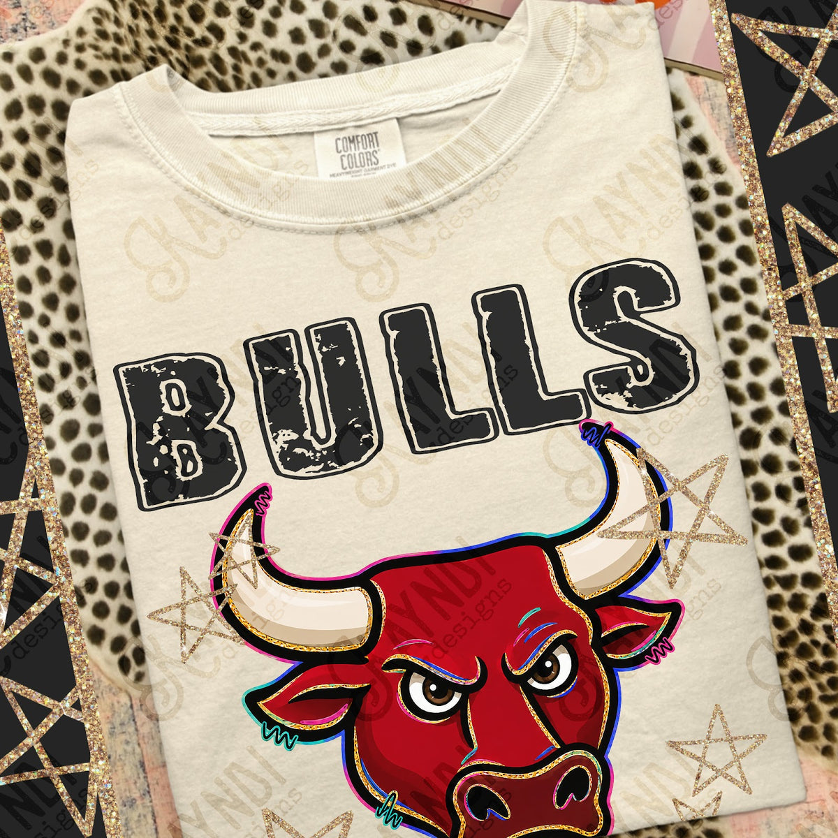 Grunge Varsity Bulls 3 Top