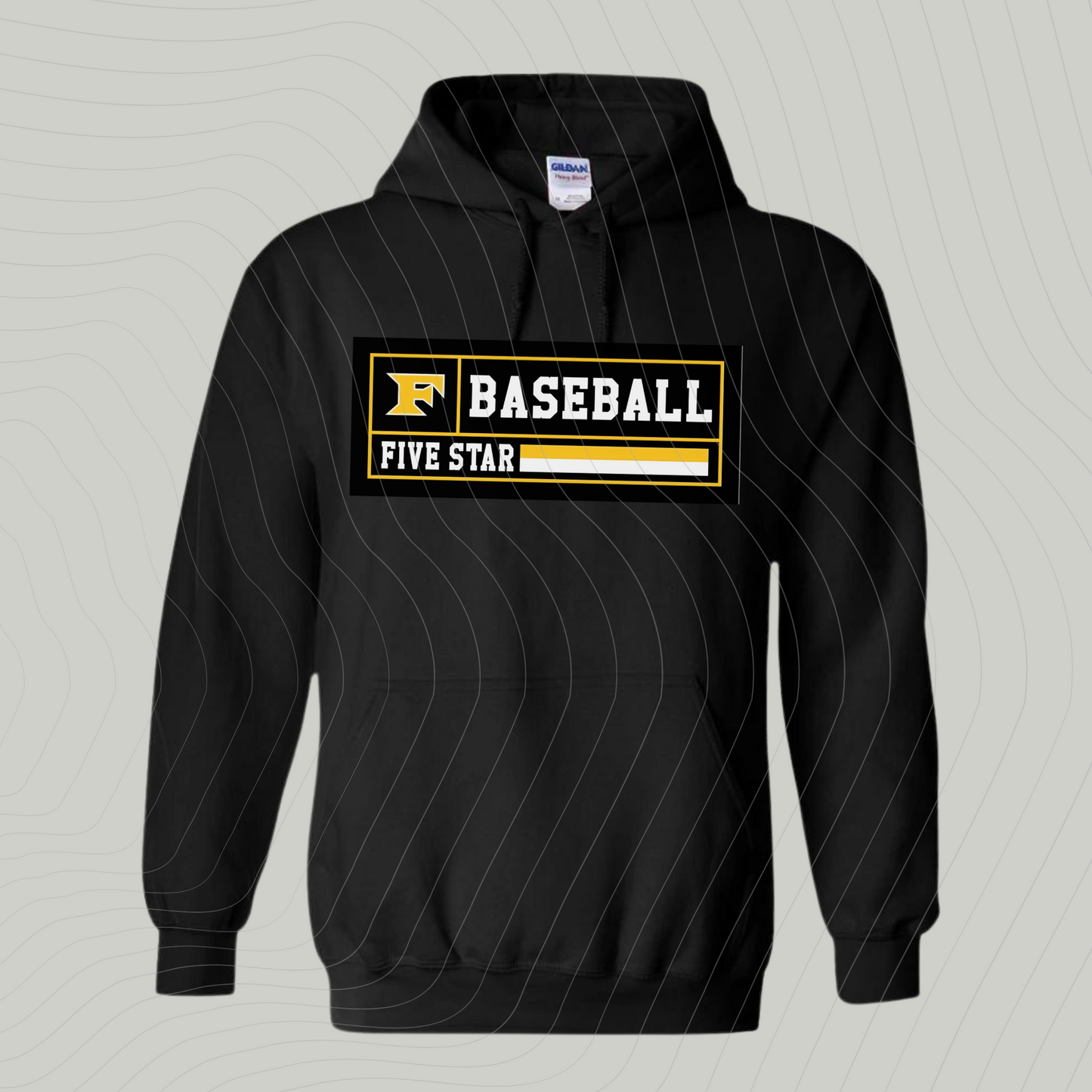 Five Star Baseball-Design A- BLACK -Sweatshirt or Hoodie