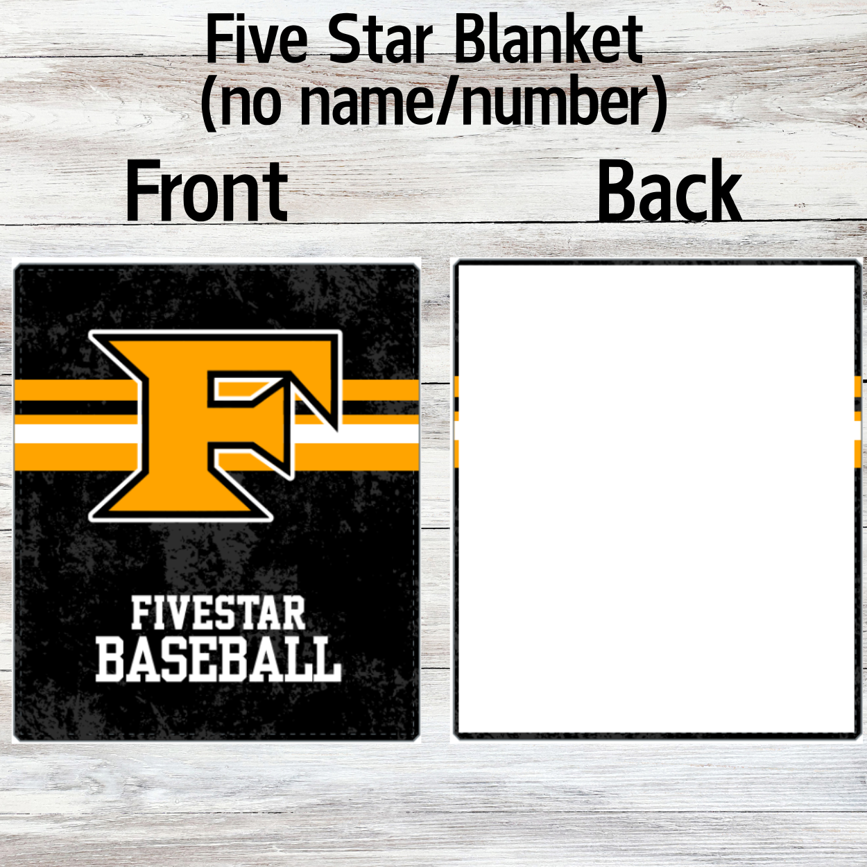 Five Star Baseball Blanket ( With or without Custom Name/ Number) 52x60"