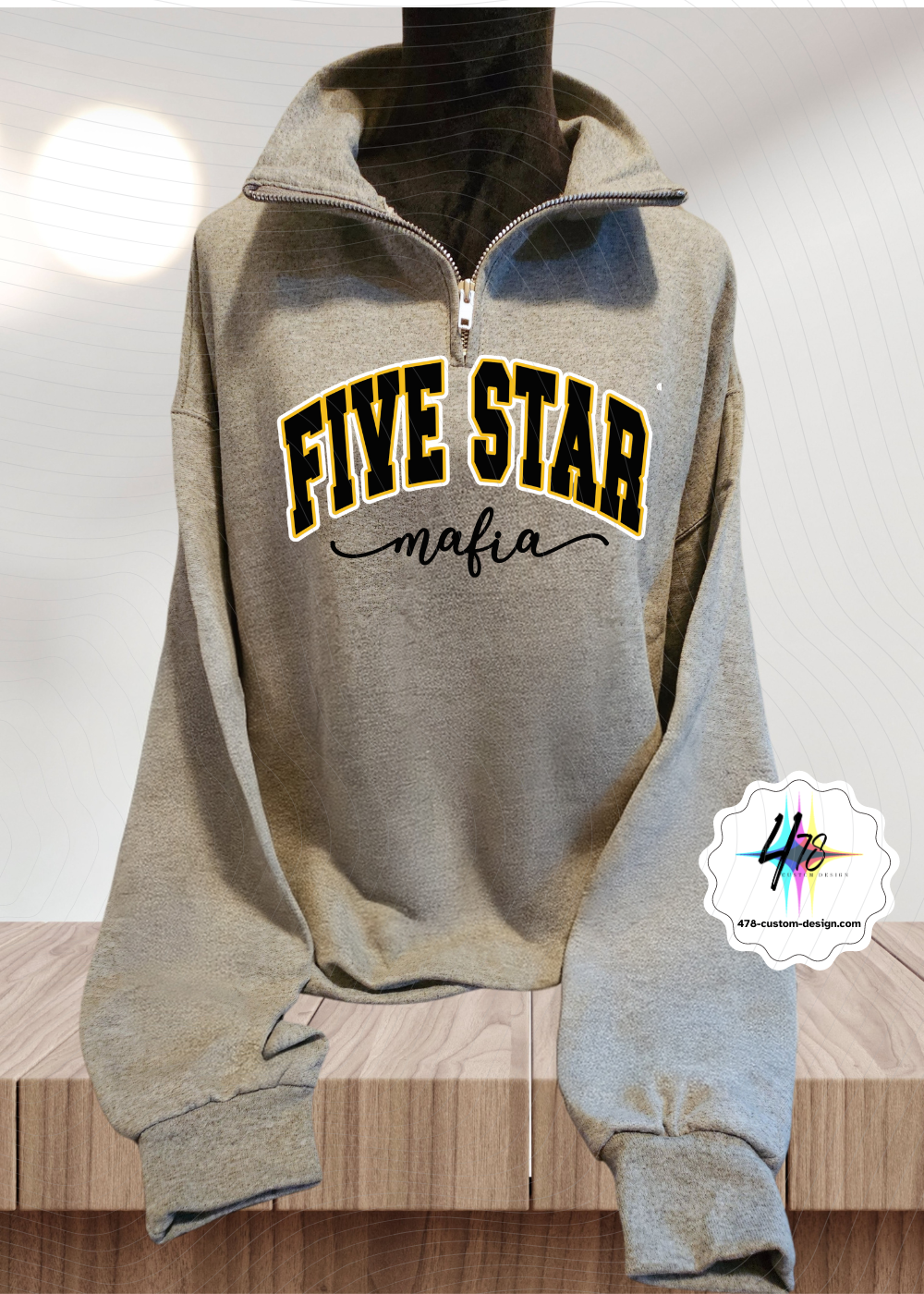 Five Star Baseball 1/4 Zip Fleece Women Style-Gray