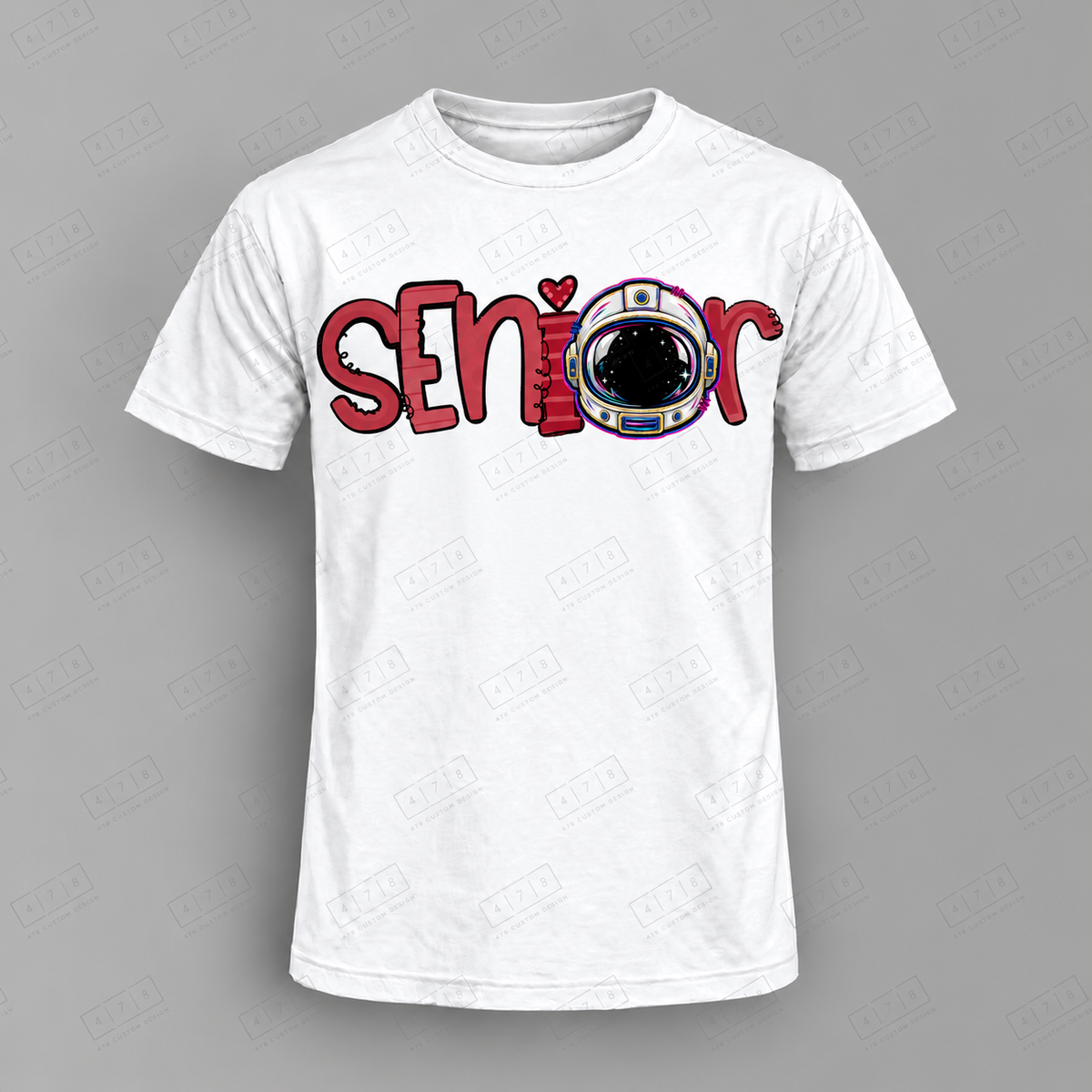 Seniors Maroon Astronauts Top on white shirt — 478 Custom Design