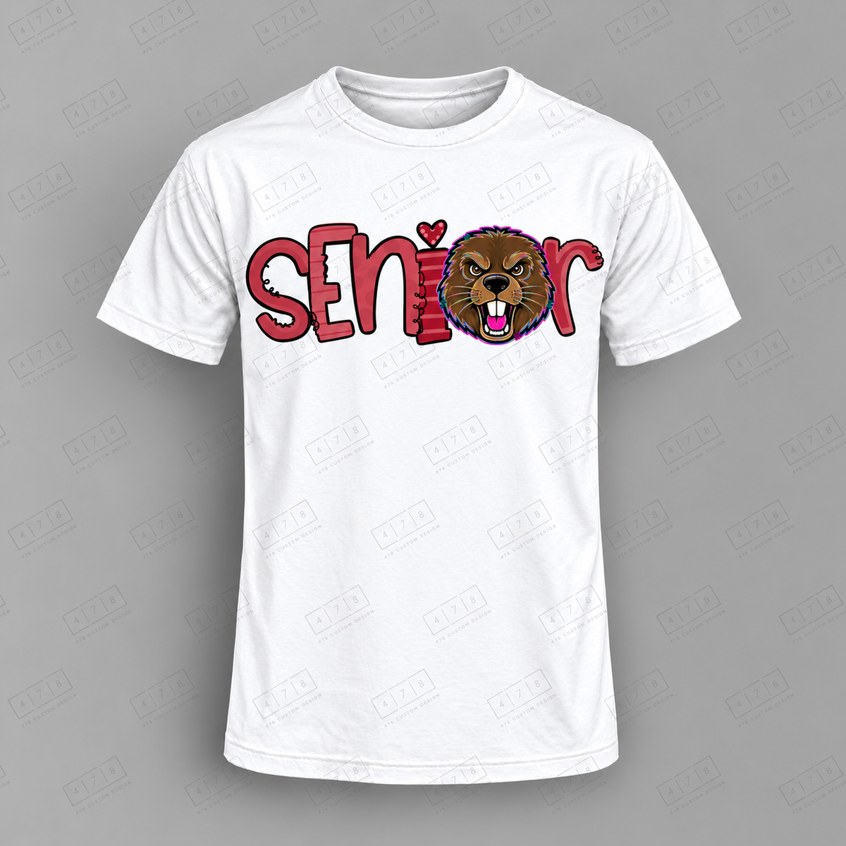 Seniors Maroon Beavers Top on white shirt — 478 Custom Design