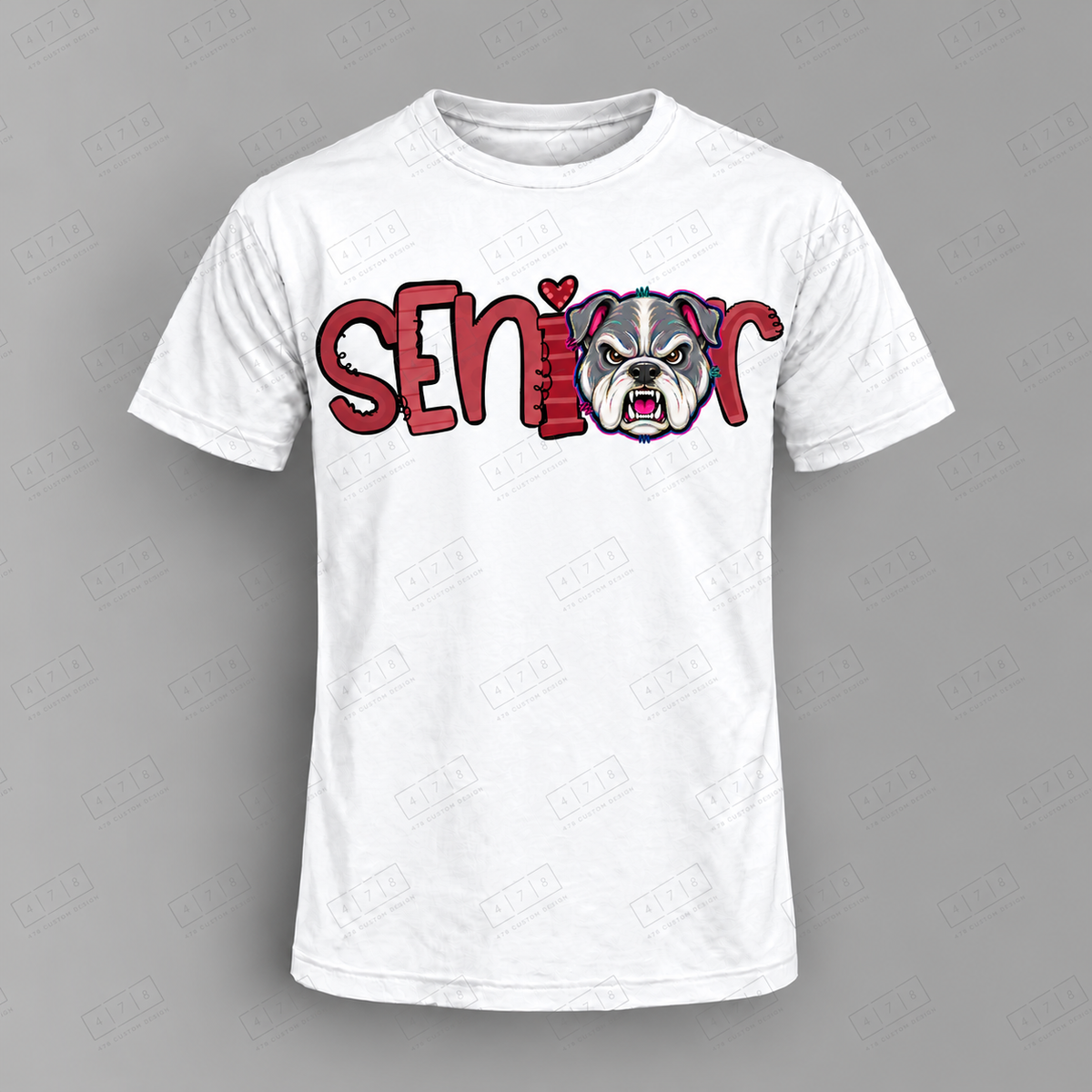 Seniors Maroon Bullpups Top on white shirt — 478 Custom Design