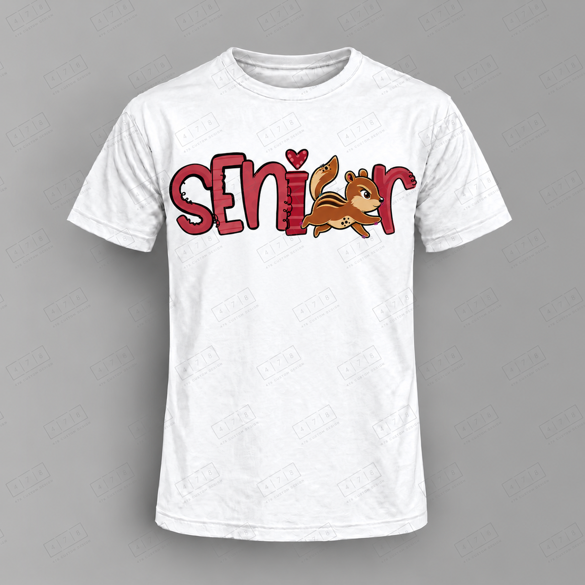 Seniors Maroon Chipmunks Top on white shirt — 478 Custom Design