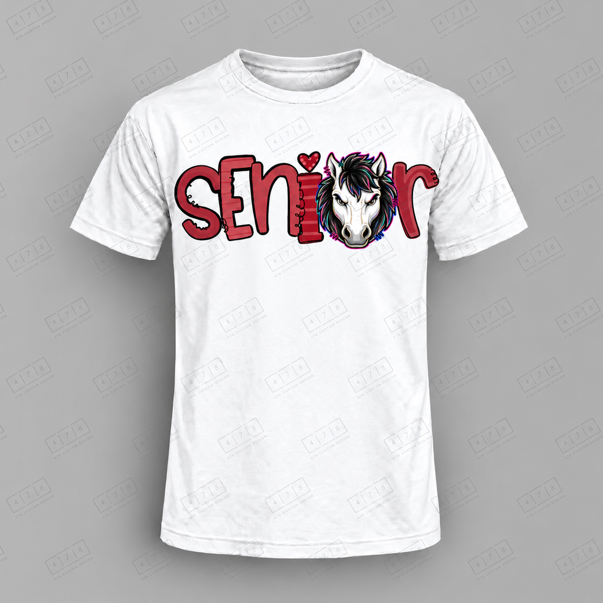Seniors Maroon Colts 7 Top on white shirt — 478 Custom Design