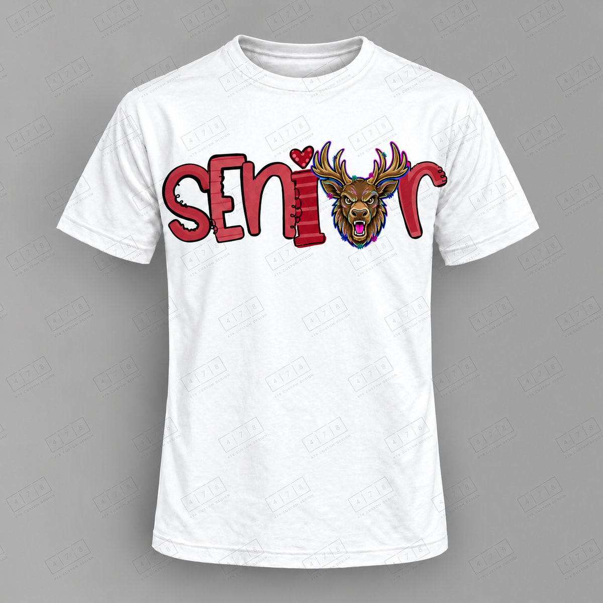 Seniors Maroon Elks Top on white shirt — 478 Custom Design