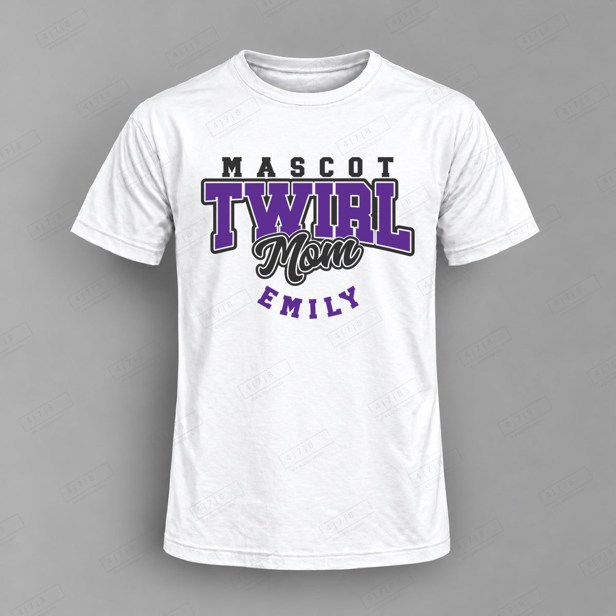 Custom Baton Twirl Mom Design 005 Top white shirt mockup with 478 Custom Design watermark