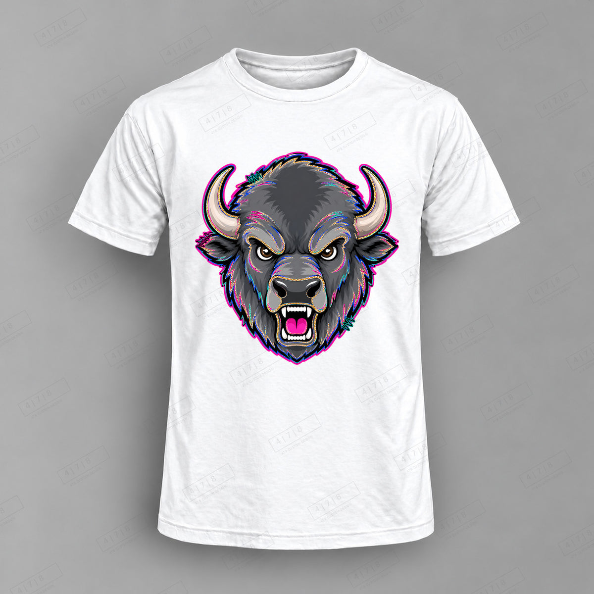 aiassis Mascot Bison Top shown on white shirt — 478 Custom Design