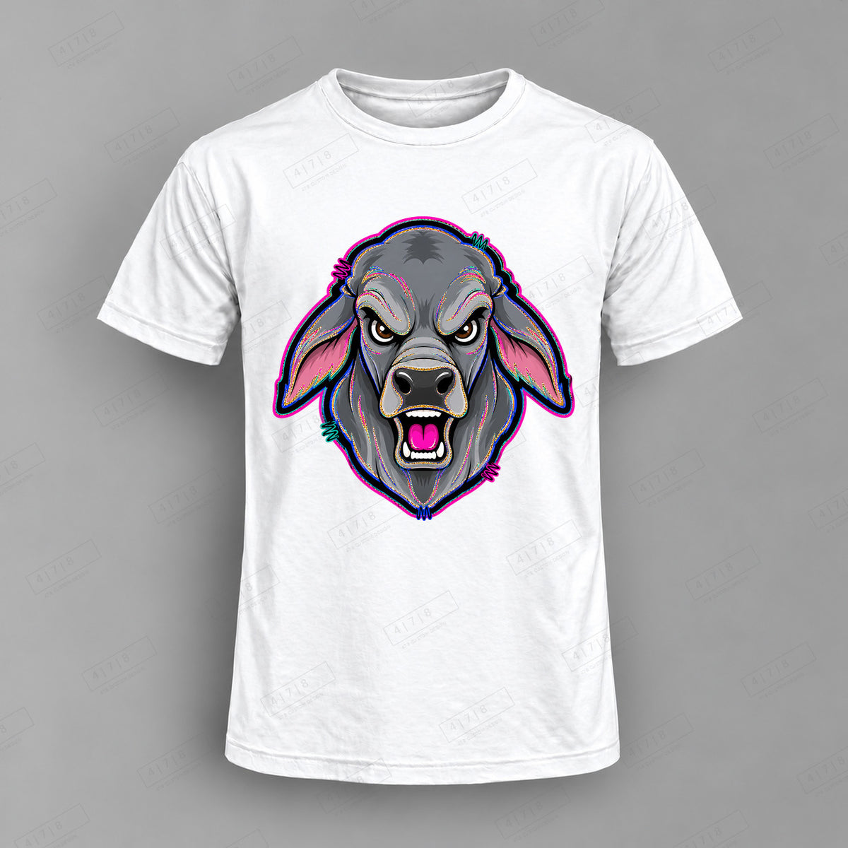 aiassis Mascot Brahmas Top shown on white shirt — 478 Custom Design