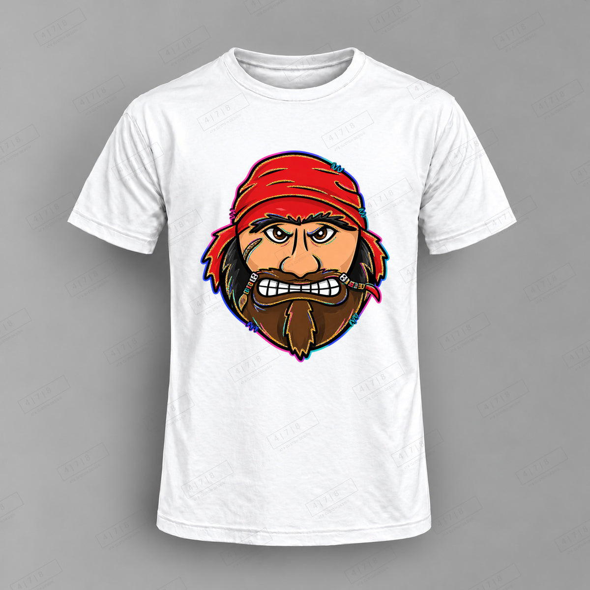 aiassis Mascot Buccaneers Top shown on white shirt — 478 Custom Design