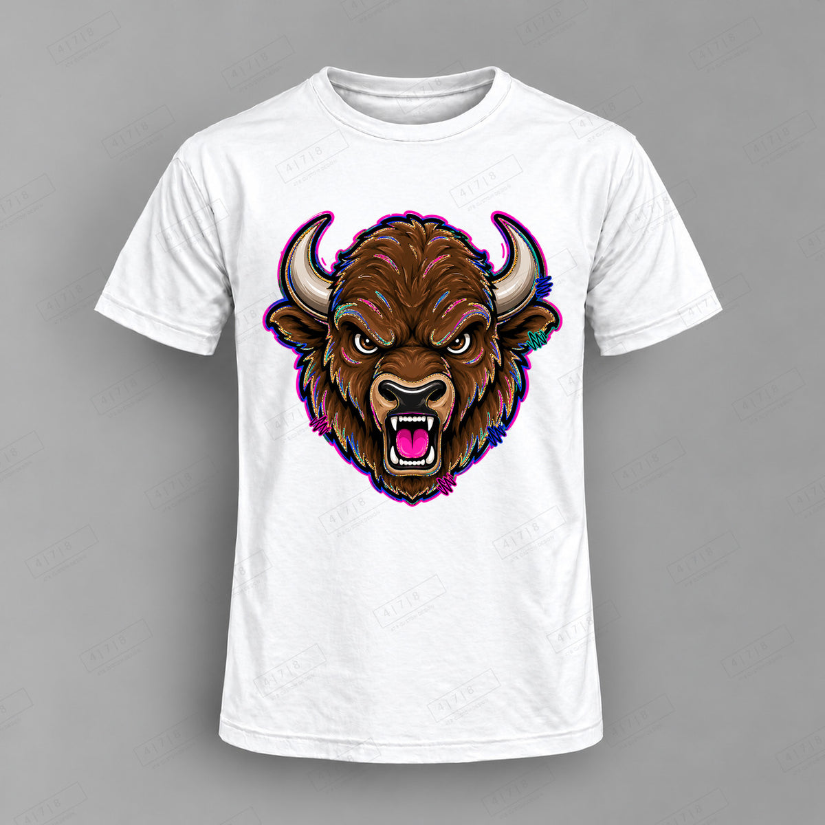 aiassis Mascot Buffaloes Top shown on white shirt — 478 Custom Design