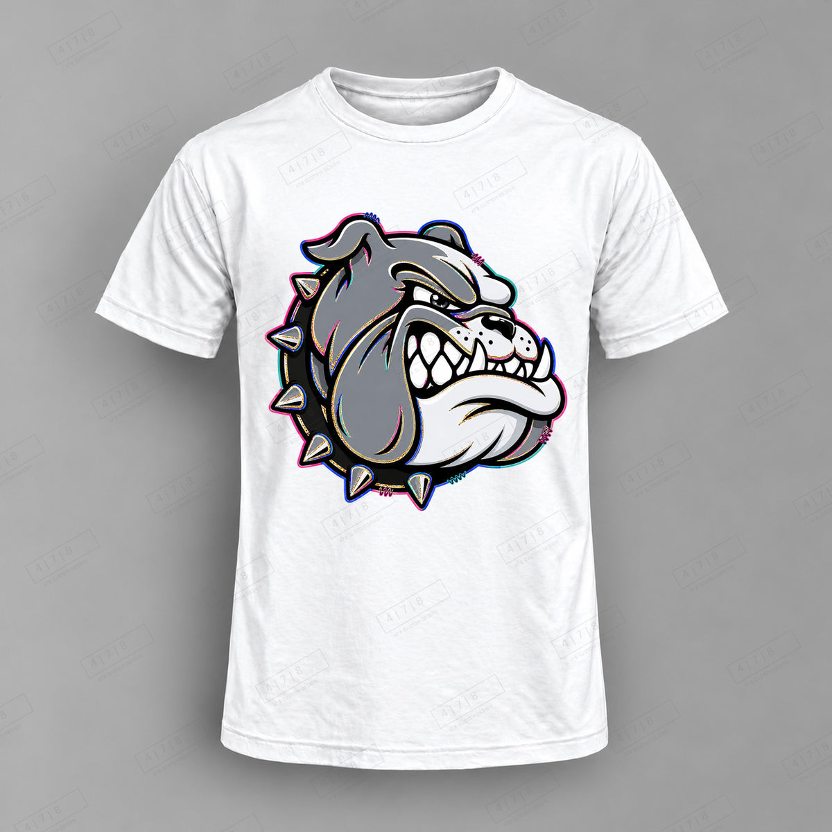 aiassis Mascot Bulldawgs Top shown on white shirt — 478 Custom Design