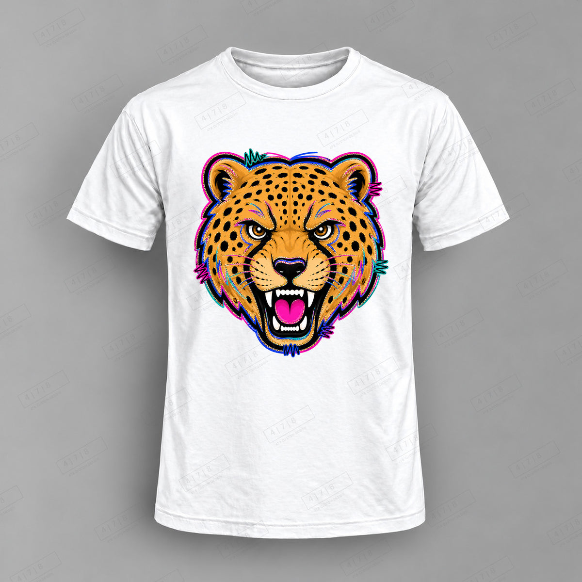 aiassis Mascot Cheetahs Top shown on white shirt — 478 Custom Design