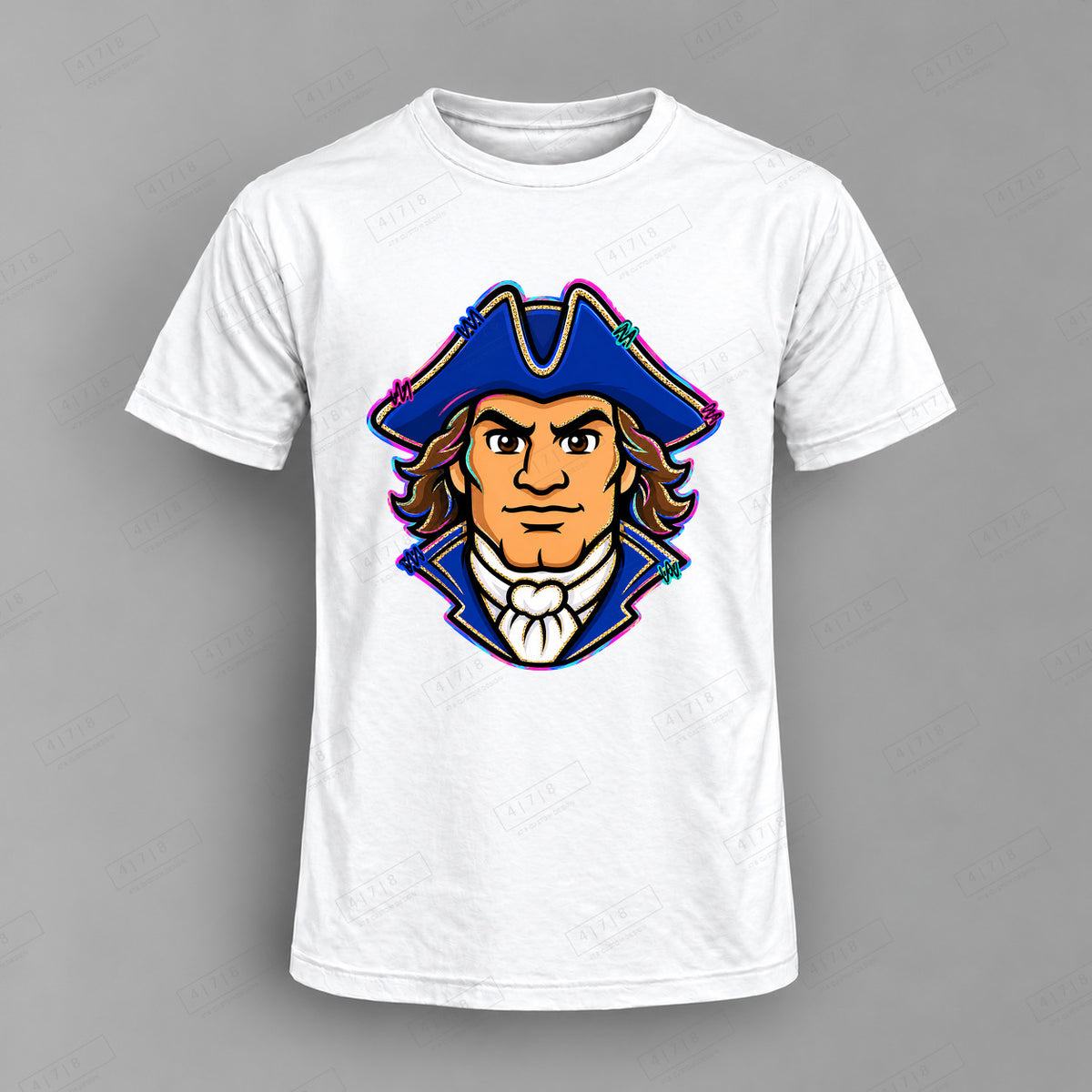 aiassis Mascot Commodores Top shown on white shirt — 478 Custom Design