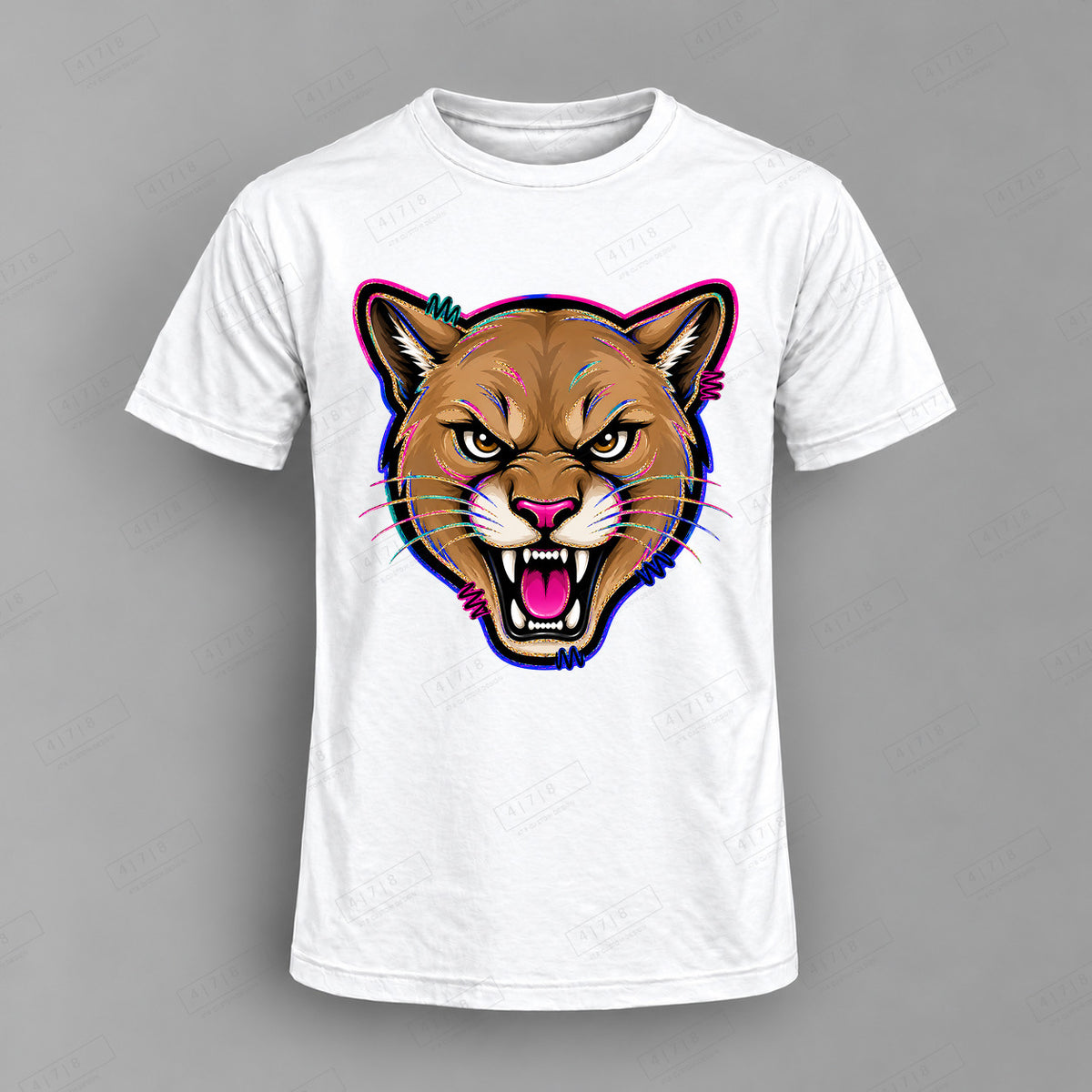 aiassis Mascot Cougars Top shown on white shirt — 478 Custom Design