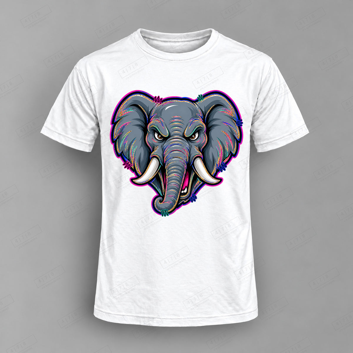 aiassis Mascot Elephants Top shown on white shirt — 478 Custom Design